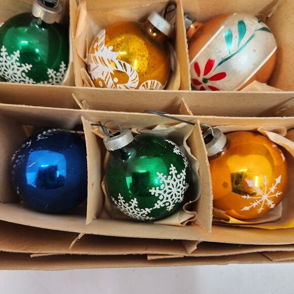 Vintage Santa Land Mercury Glass Ornaments Hand Blown Christmas Poland Box of 9 - Picture 8 of 10